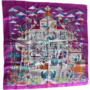 Hermes Silk Scarf, Fuchsia Multicolor